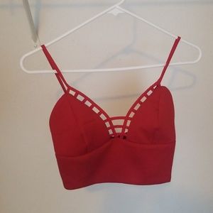 Caged red crop top